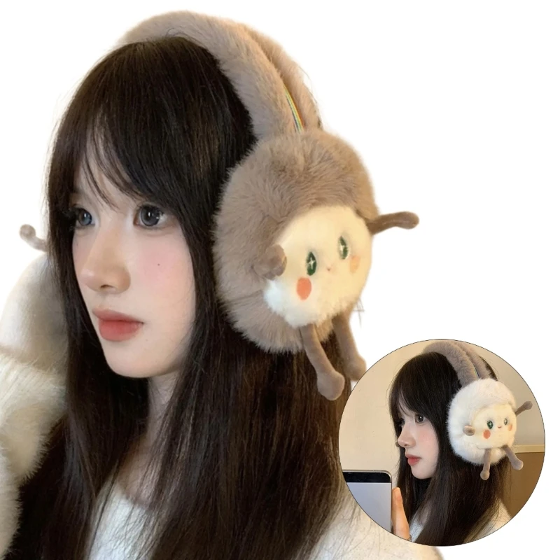 Furry Plush Cartoon Sheep Earmuffs for Cold Weather Outdoor Winter Activity Ear Cover Lamp Ear Protectors for Students