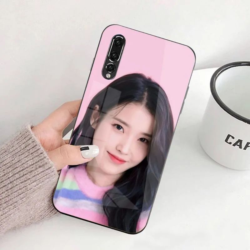 IU Lee JiEun Smart Phone Case for Huawei P50 P40 P30 P20 Pro Mate 40 30 20 Pro Nova 9 8 7 PC Glass Phone Cover Funda