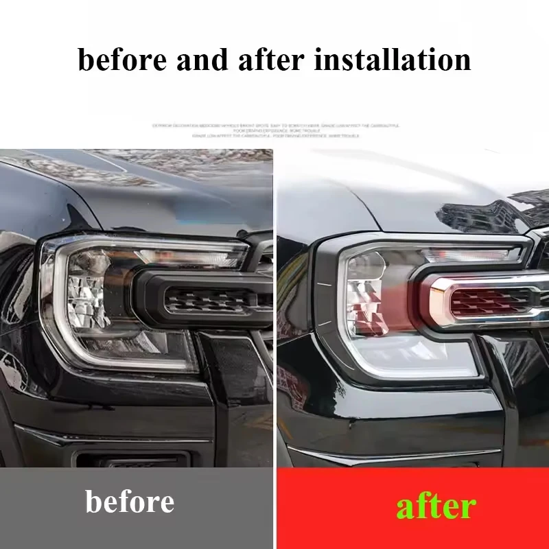 أضواء الرأس أغطية المصابيح لفورد رينجر T9 T6 MK2 رابتور 2023-2025 تعديل المحيطي الكسوة المصابيح الخلفية غطاء حماية اكسسوارات السيارات