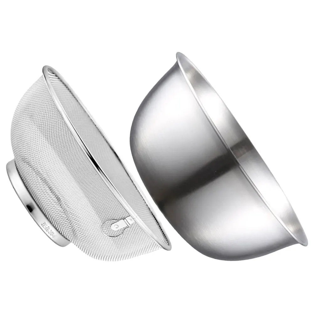 

1 set Stainless Steel Colander Sieve 24CM Drain Basket Rice Washing Bowl Kitchen Supplies Fine Mesh Strainer Fruit Vegetable