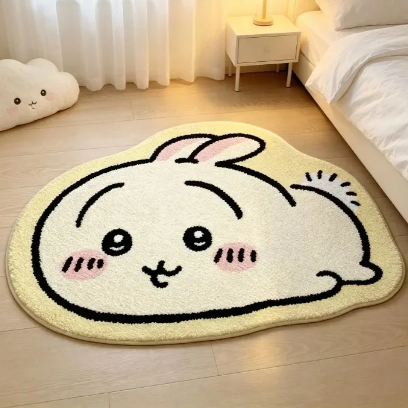 -Chiikawa Cartoon Rug Anime Hachiware Usagi Plush Floor Mat Bathroom Non-Slip Carpet Car Cushion Soft Living Room Decor-