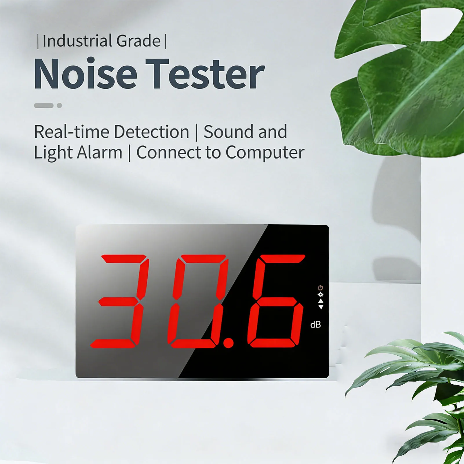 

Noise Level Meter with Sound Alarm 3 Inch LCD Display Digital Noise Decibel Tester Wall Mounting 30-130dB Range
