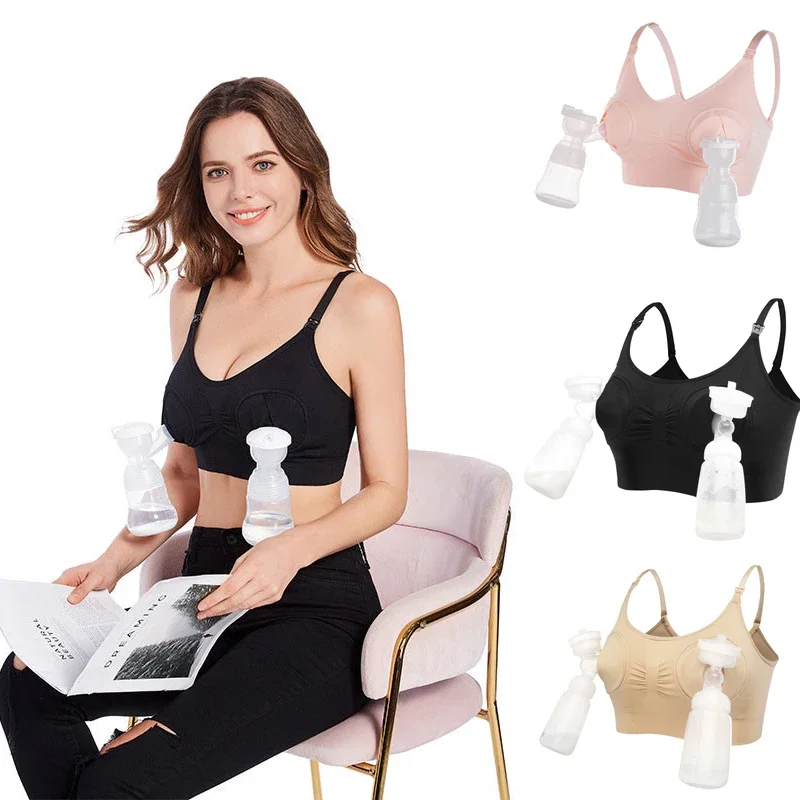 

New Maternity Bra For Breast Pump Special Nursing Bra Hands Pregnancy Clothes Breastfeeding Pumping Bra Can Wear All Day