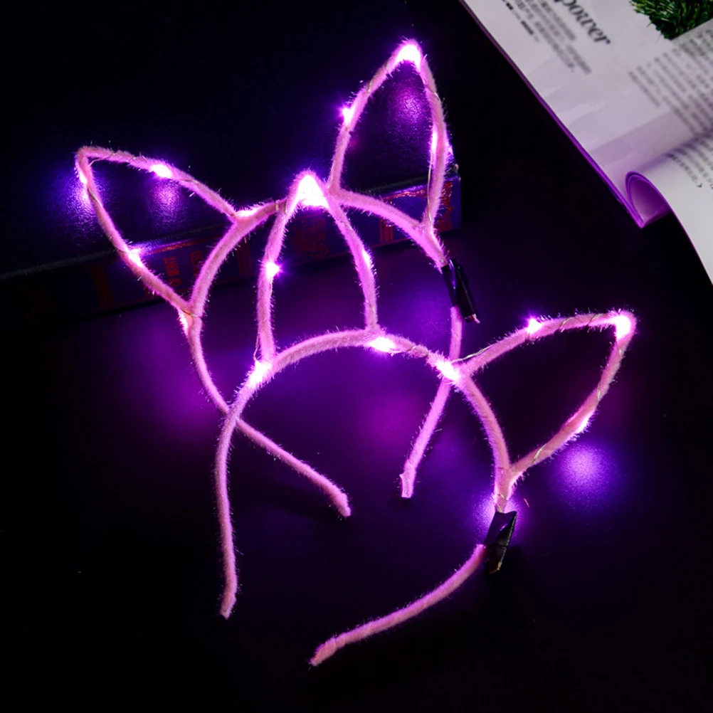 

6pcs Children Hair Bands Luminous Cat Ear Hoops Mixed Color Lightweight Non Deformation Suitable for Kids Parties Carnival