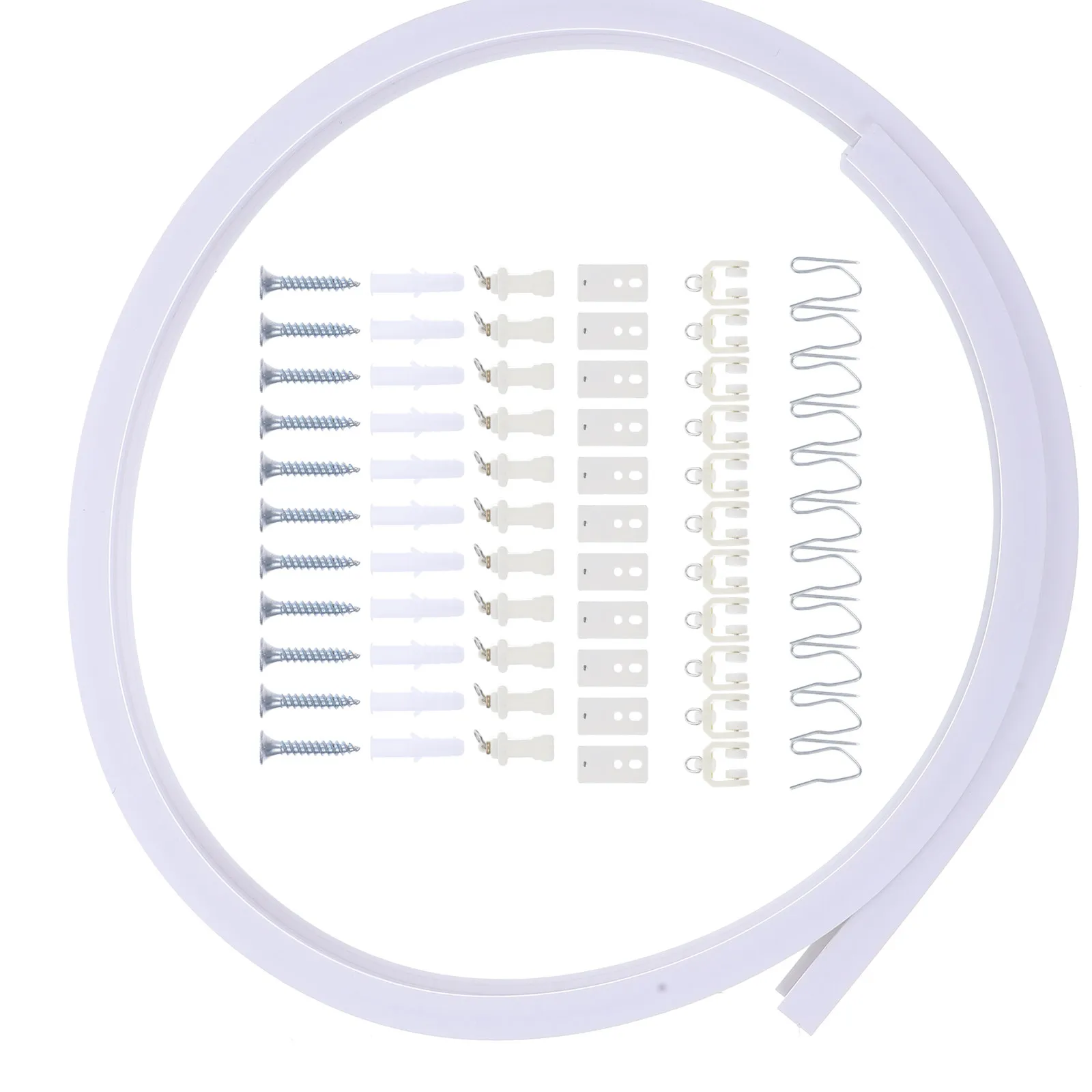 

1Set Curtain Track Ceiling Mount Stainless Steel PVC Bendable Smooth Rolling Noise Reduction Heavy Duty for Bay Window Room