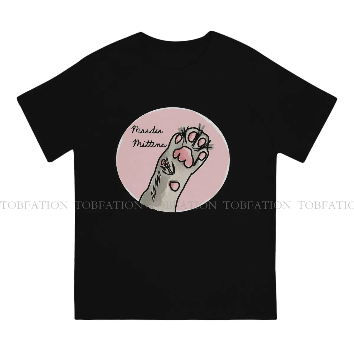 Cute Pink Paws Fashion TShirts Murder Mitten Kitten Male Style Pure Cotton Tops T Shirt O Neck 