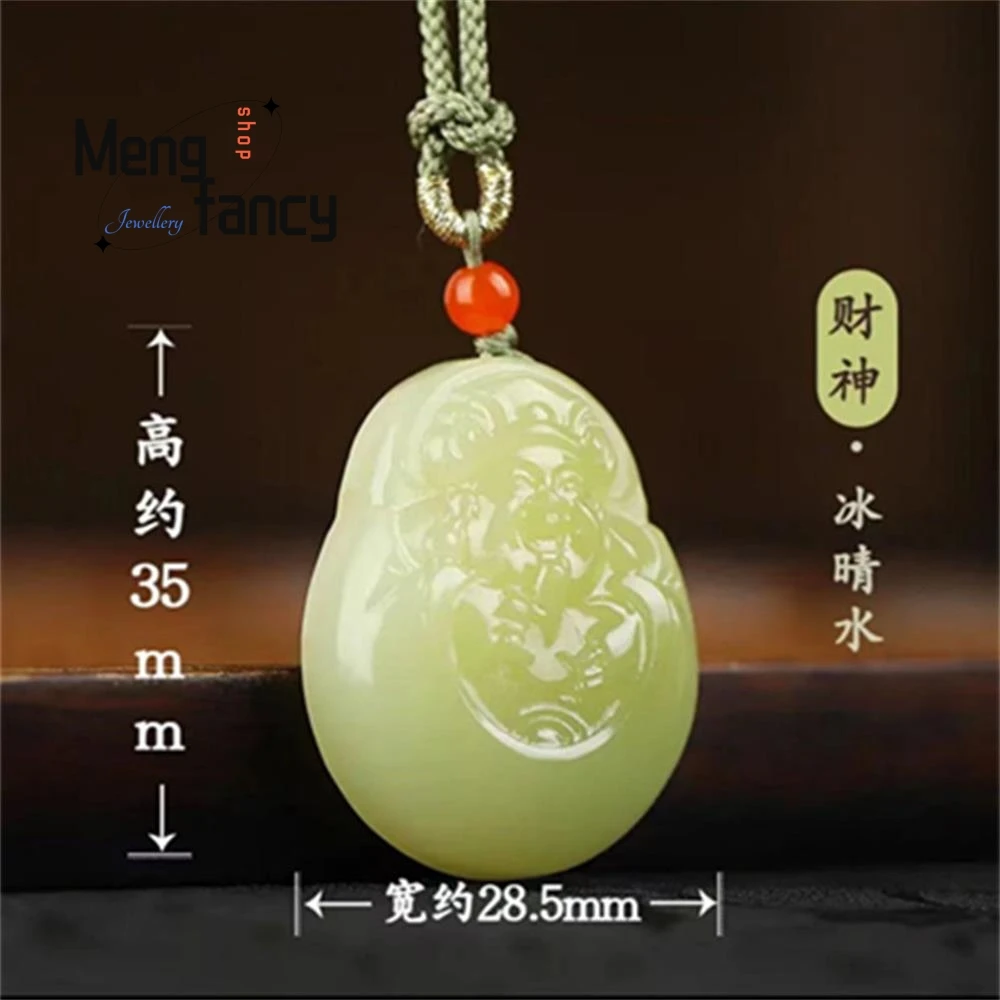 Natural Hetian White Green Jade God of Fortune Pendant Exquisite Elegant Simple High-grade Fashion Jewelry Mascots Holiday Gifts