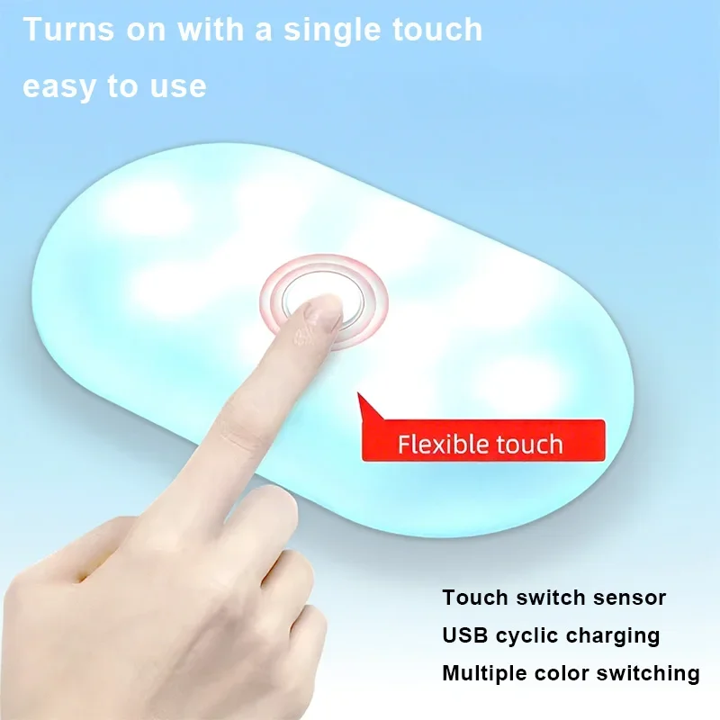 

LED Car Mini Touch Light USB Charging Portable Auto Roof Ceiling Reading Night Lamp Wireless Car Decoration Ambinet Light