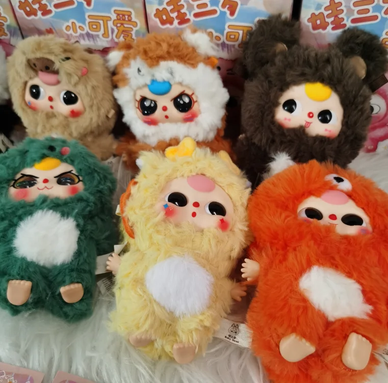 طفل ثلاثة V3 أفخم صندوق أعمى لطيف الفينيل الوجه أفخم غامض مفاجأة الشكل جمع نموذج Kawaii تخمين دمية لعبة الهدايا