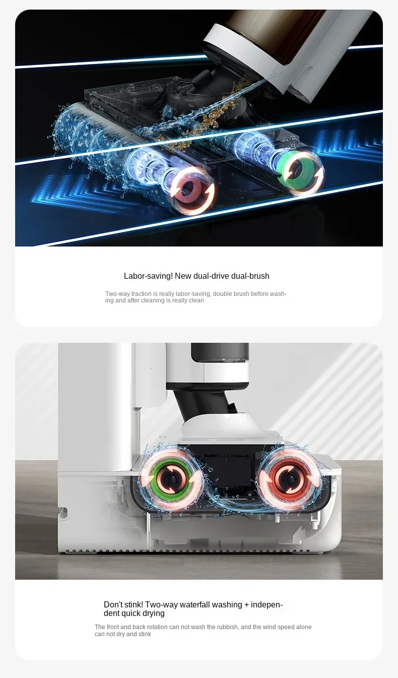 Deerma p50pro máquina de lavar chão sem fio inteligente extensão de eixo duplo arrastar lateral máquina de sucção eletrodomésticos