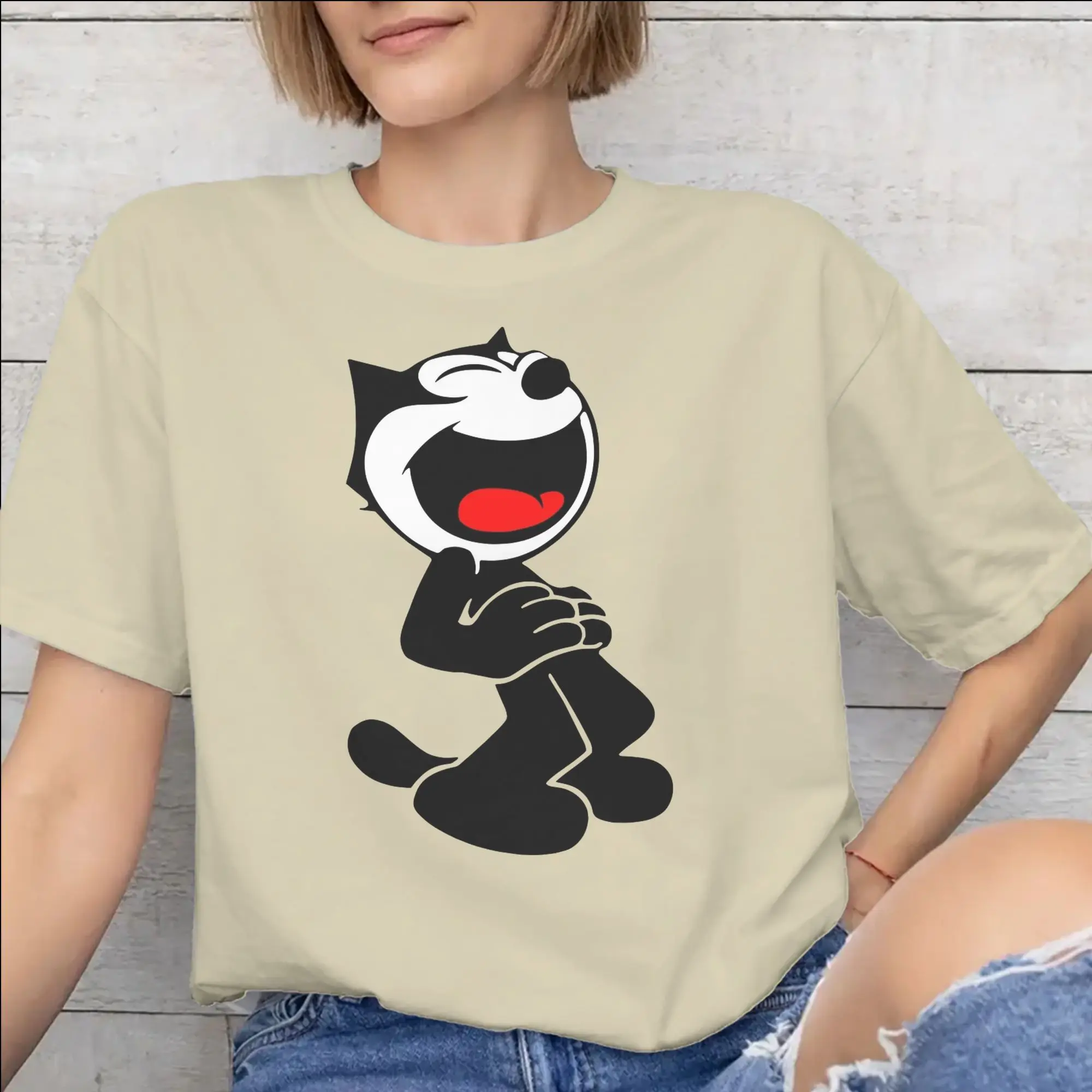 Felixs The cat Graphic Print T Shirts Men Women  Pure Cotton  Tee Shirt Clothing