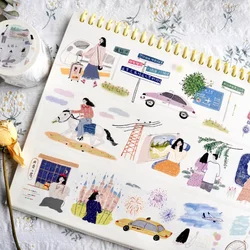 10m Happy Travel Girl On The Way Special Oil Washi Tape Craft Supplies DIY Scrapbooking Card Making Decorative Plan Sticker