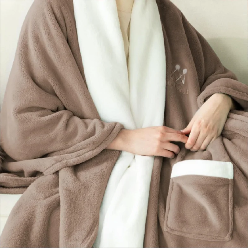 

Wearable Blankets Women Shawl Blanket Thick Flannel Lazy Casual Home Office Blanket