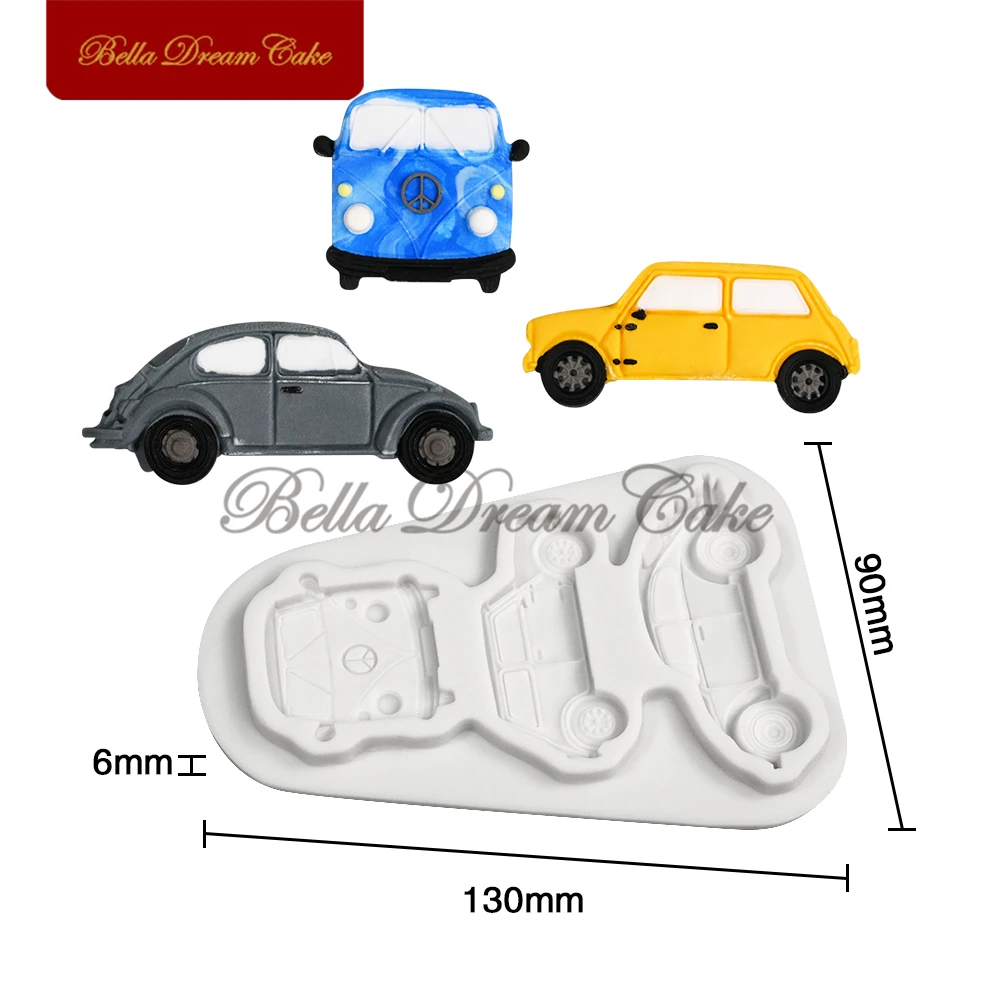 3D Mini Car Design Silicone Mold Chocolate Fondant Cupcake Mould DIY Sugarcraft Clay Resin Model Cake Decorating Tools Bakeware