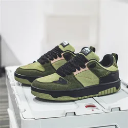 2024 Green Vintage Sneakers Men Street Outdoor Breathable Men's Skateboard Shoes Fashion Retro Platform Casual Sneakers For Men