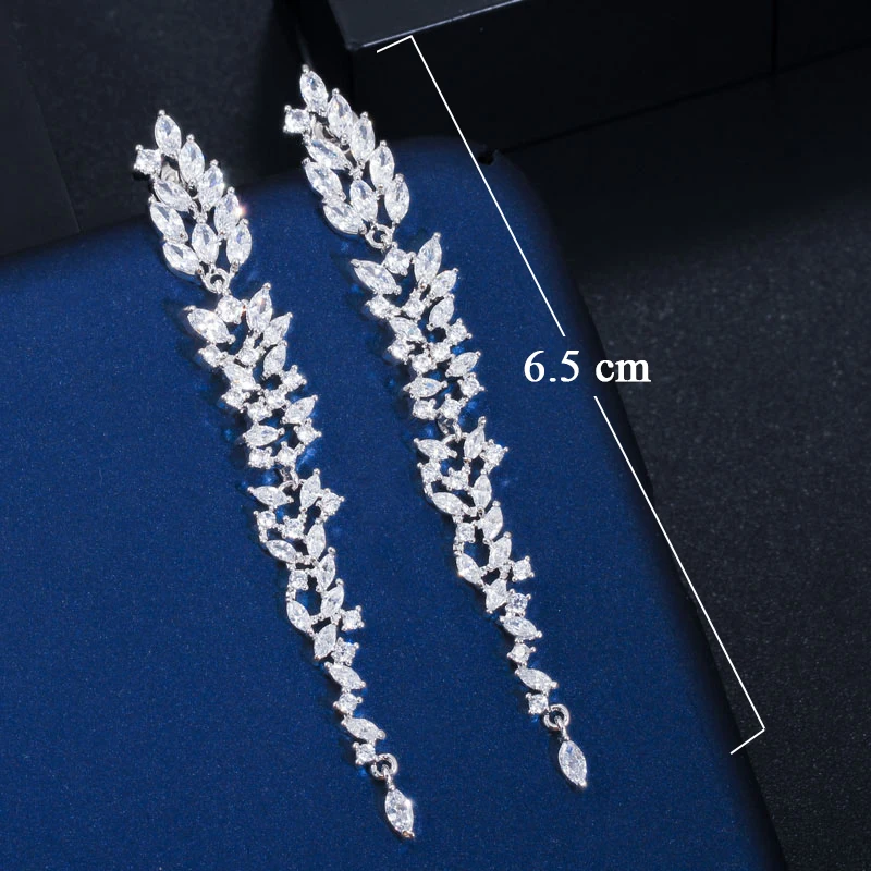 ThreeGraces Shining White Cubic Zirconia Gold Color Long Thin Dangle Drop Earrings for Women Fashion Bridal Party Jewelry E1416