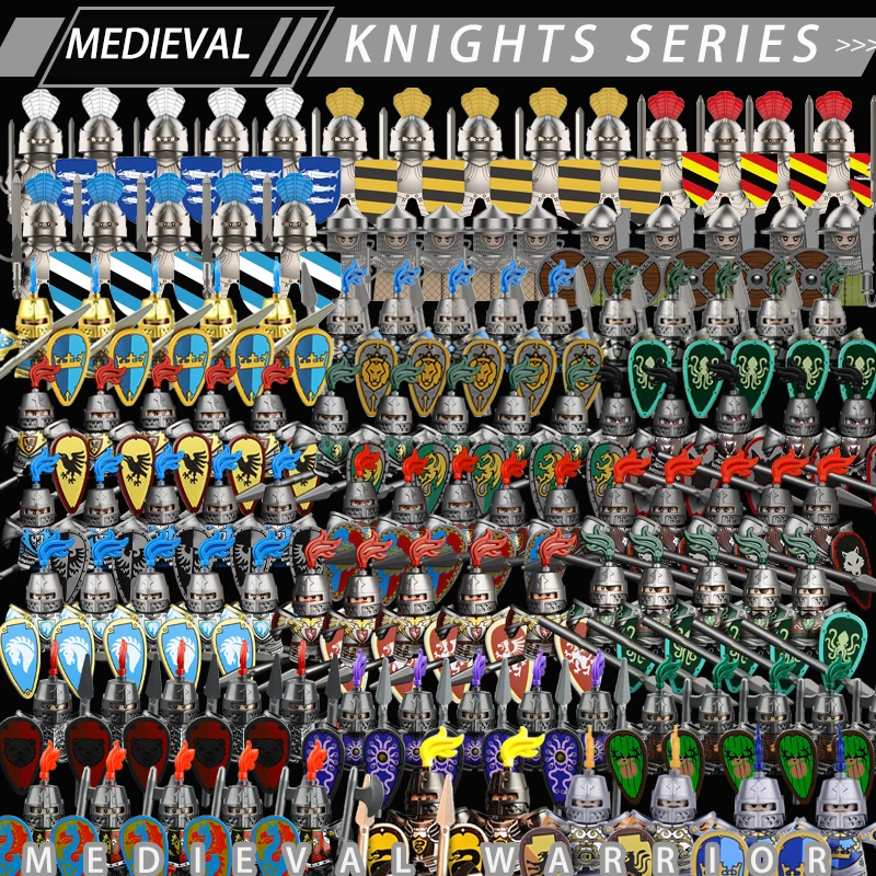 

Средневековые военные солдатские серии, строительные блоки, замок, черный орел, зеленый дракон, рыцари, фигурки, аксессуары для милиции, кирпичи, игрушки