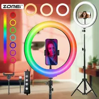 Zomei 110cm Phone Tripod with RGB Selfie Ring Light 11''LED Fill Light Photography Stand Holder For Xiaomi Mobile Phone Youtube