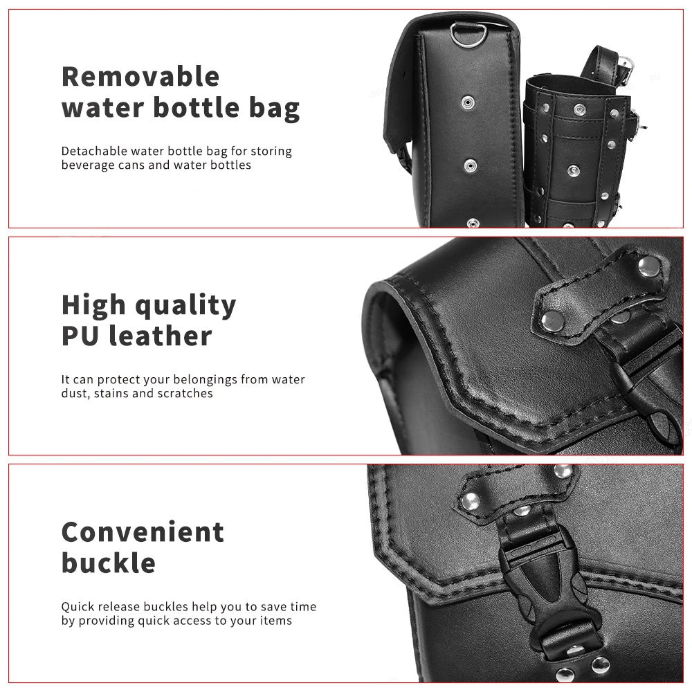 

Black PU Leather Saddle Bag Motorcycle Luggage for Honda Suzuki Harley Sportster XL 883 XL1200 Left And Right Side Tool Bag