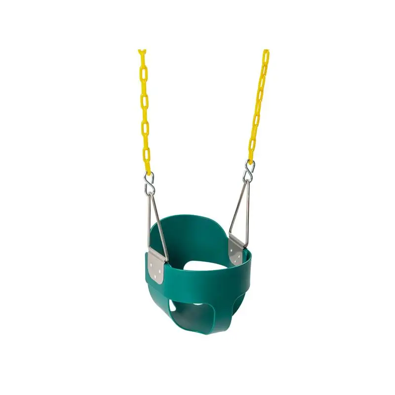 Set di altalene per bambini verde combinato con cestello sospeso per altalena in ferro