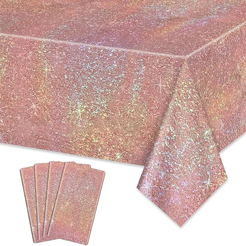 

Colorful Laser Tablecloth Aluminum Rainbow Birthday Decoration Golden Purple Tablecloth for Bachelorette Party Wedding Supplies