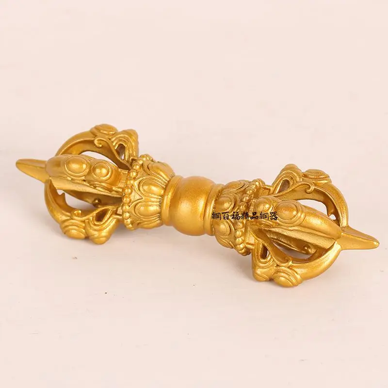 Tibet Tibetan Yellow vajra five-pronged Dorje Statue Ornament Home Office Cabinet Deco Desktop Decor Figurines