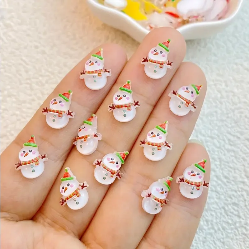 20 stks Kerst Charms Nail Art Herfst/winter Decoratie Onderdelen Nieuwjaar 2025 Kerstman Sneeuwpop Beer 3D Cartoon Nagel accessoires