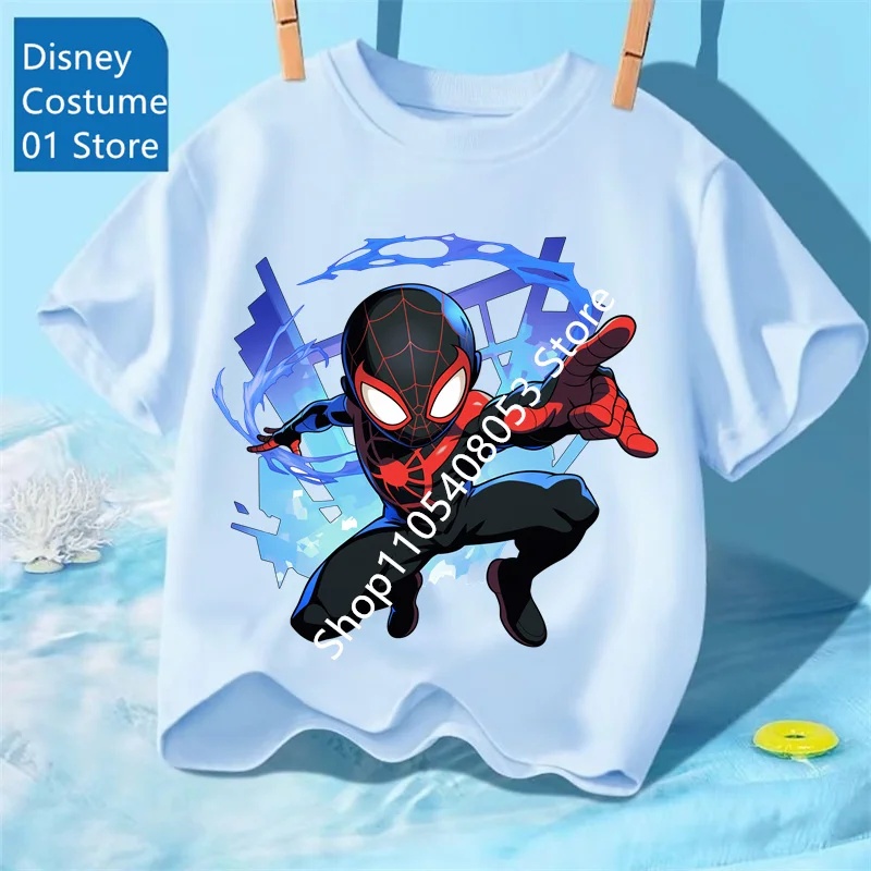 

Summer Boys Spiderman Clothes Girls Spider-Man Battle T-Shirt Ages 3-14 Marvel Print Kids Tees