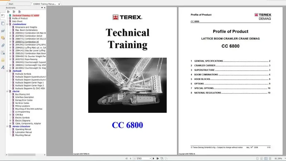 AutoCD Terex Demag Mobile & Crawler Crane Part Manual, Operator & Maintenance Manual, Service Manual DVD