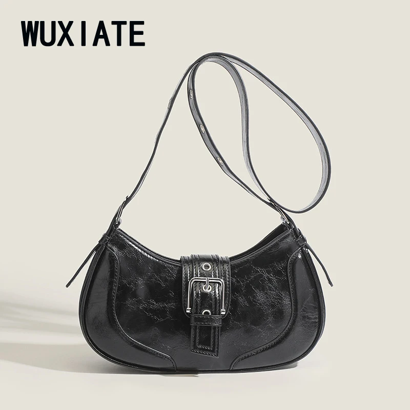 WUXIATE Saddle bag 2024 new simple medieval underarm bag shoulder bag senior texture women's shoulder bag