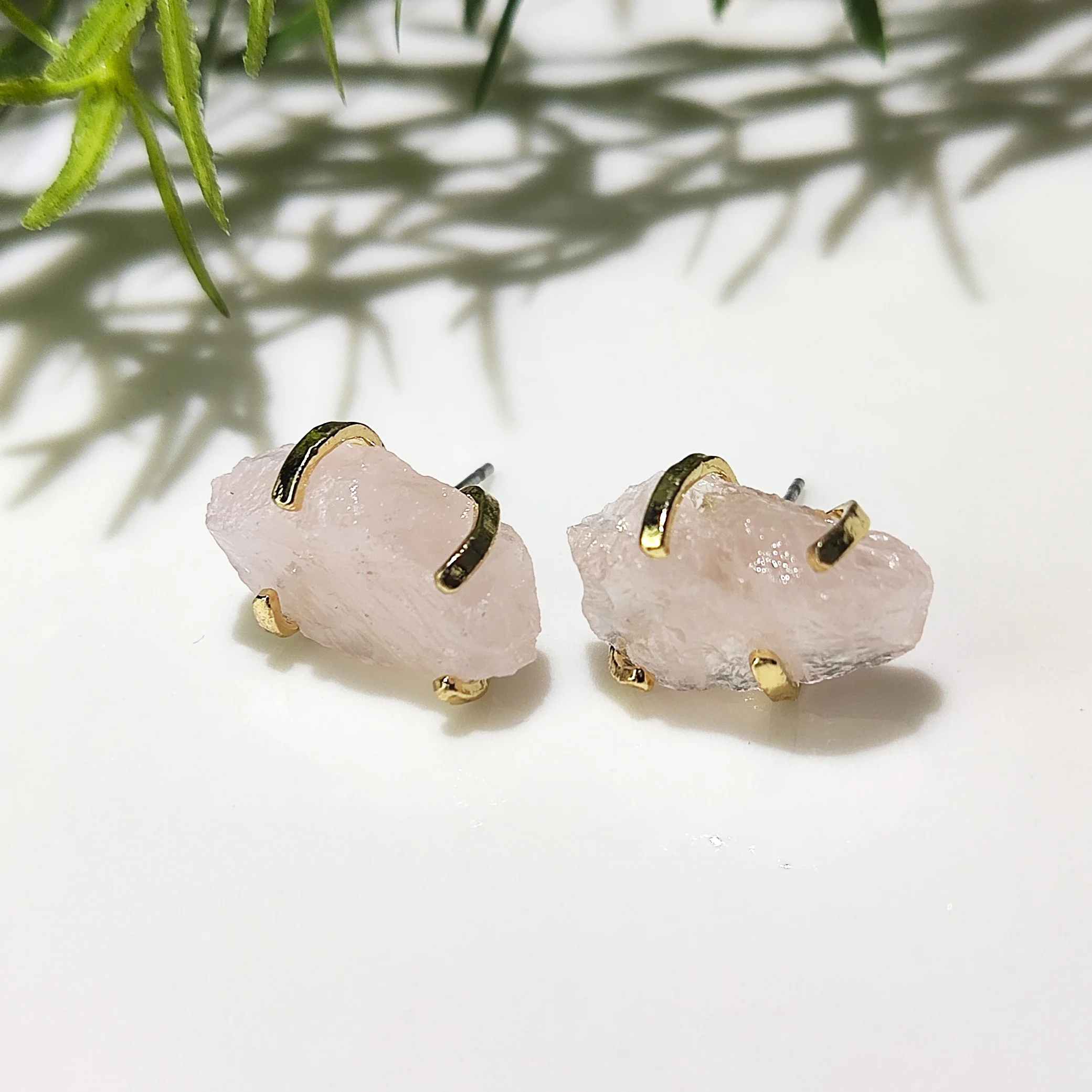 Raw Crystal Stud Earring, Gemstone Earrings, Rough Crystal Jewelry, Boho Jewelry, Raw Gemstones Gift for Her