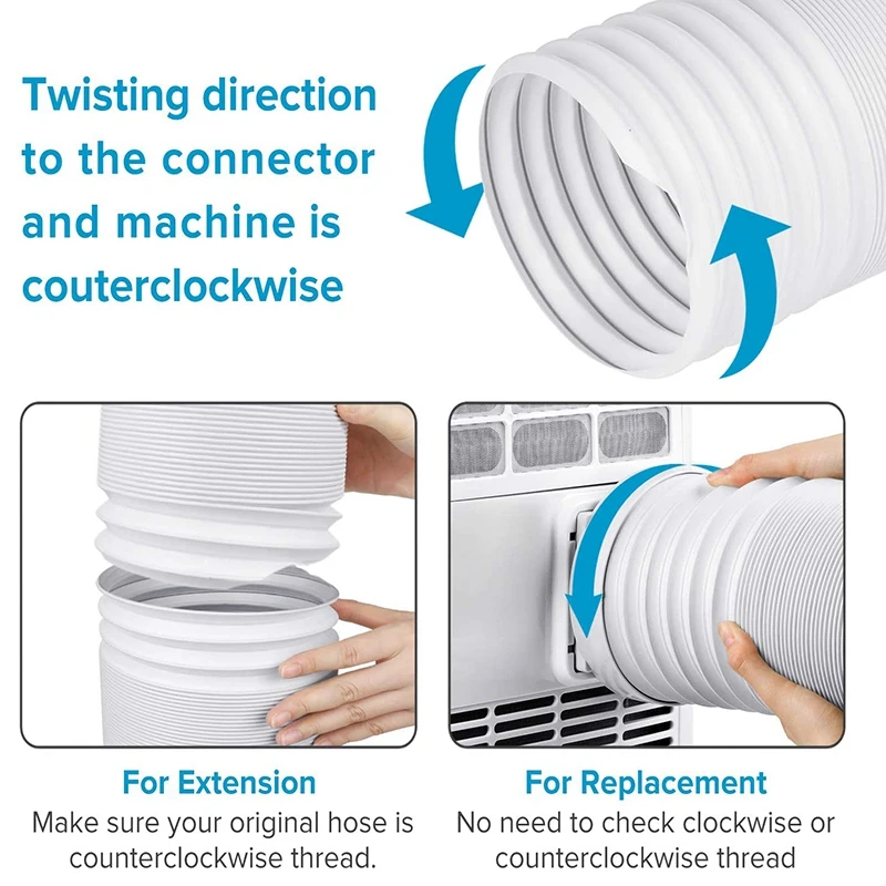 Manguera de escape de aire acondicionado portátil, rosca en sentido contrario a las agujas del reloj de 5,9 pulgadas de diámetro