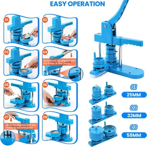 مجموعة آلة صانع زر الشارة ، أجزاء الأزرار ، 3 قوالب ، 3 قاطع دائري ، DIY ، صنع الصحافة ، 25 مم ، 32 مم ، 58 مم ، 300 قطعة أفضل 6 آلات صنع غطاء المبيعات - No6