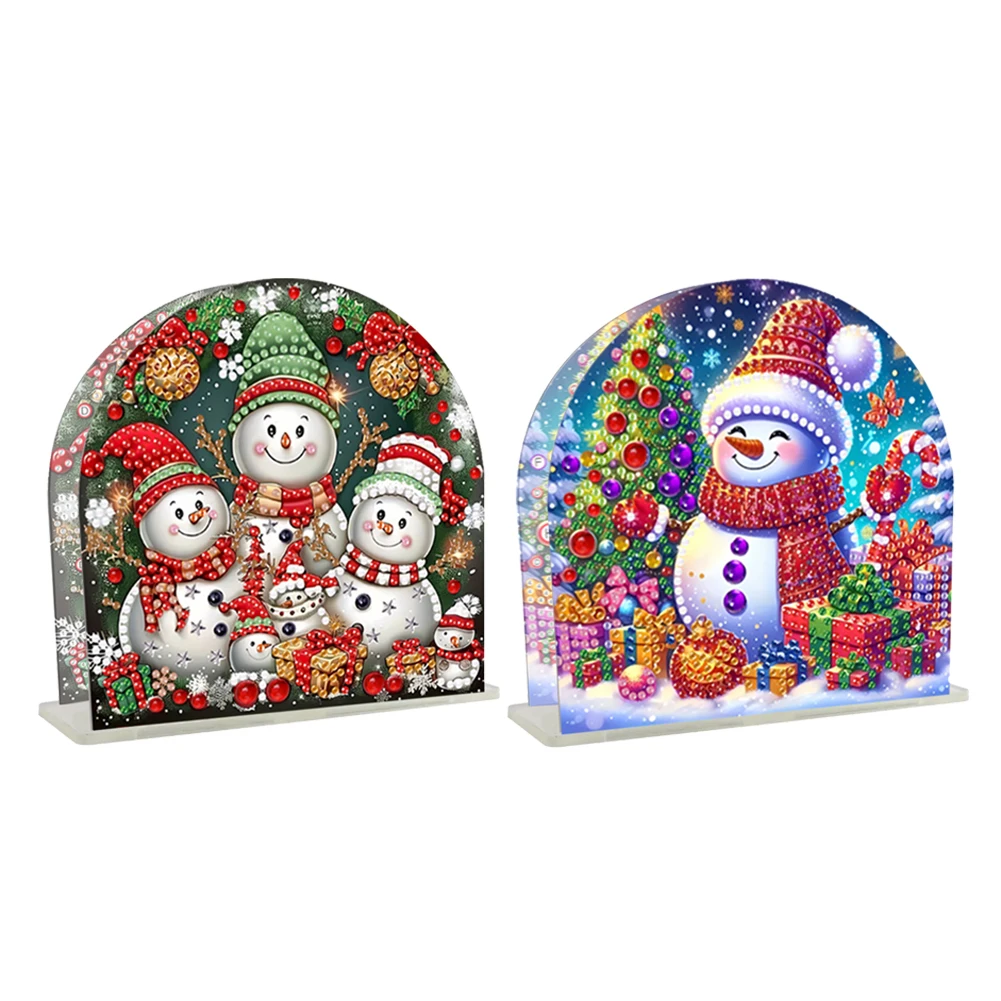 Porte-serviettes acrylique pour la décoration de la maison et du bureau, peinture au diamant, bonhomme de neige et arbre de Noël, ornement 5D, bricolage, art du papier, rangement T1