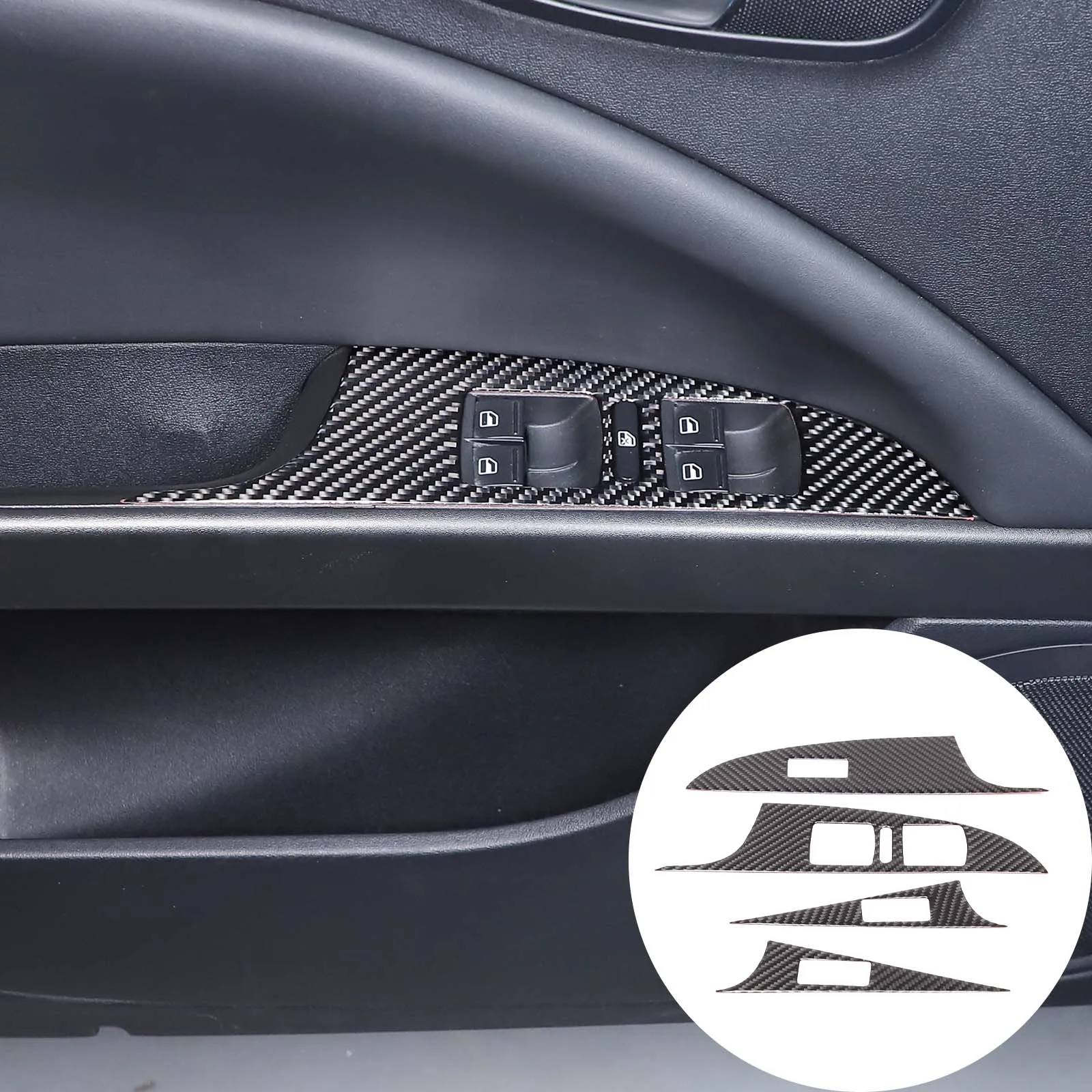 

4piece set soft carbon fiber For Seat leon 2008-2012 car glass lift button frame decorative sticker car protection accessories