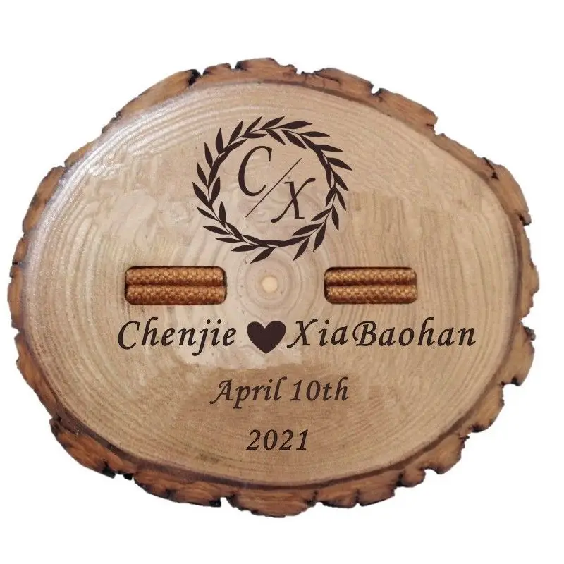 Rustic Personalized Ring Box Gift for Engagement Wedding Ceremony Ring Holder Customize Names & Date Creative Ring Case Storage