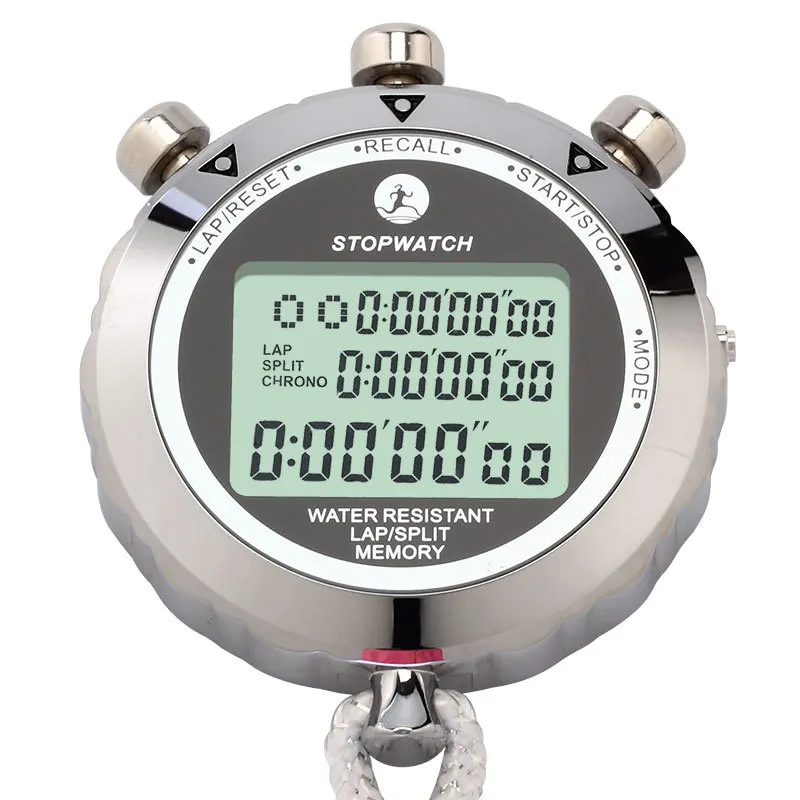 

Metal three-row display 100 memory stopwatch diverse styles