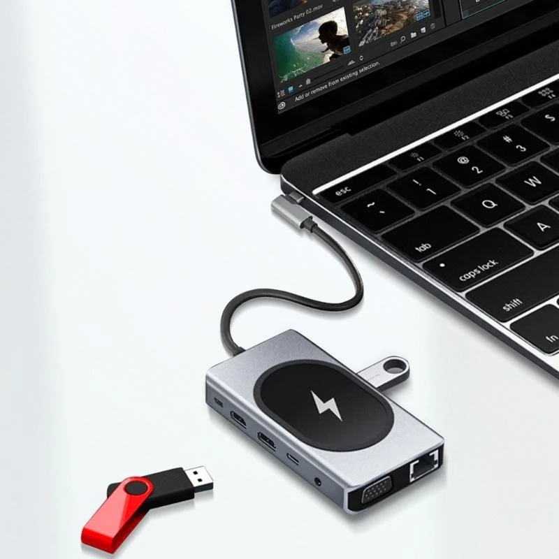 USB C Hub 2 HDMICOMMATIBLE, Ethernet, USB -Anschluss, Kartenleser und PD100W Lade K1KF