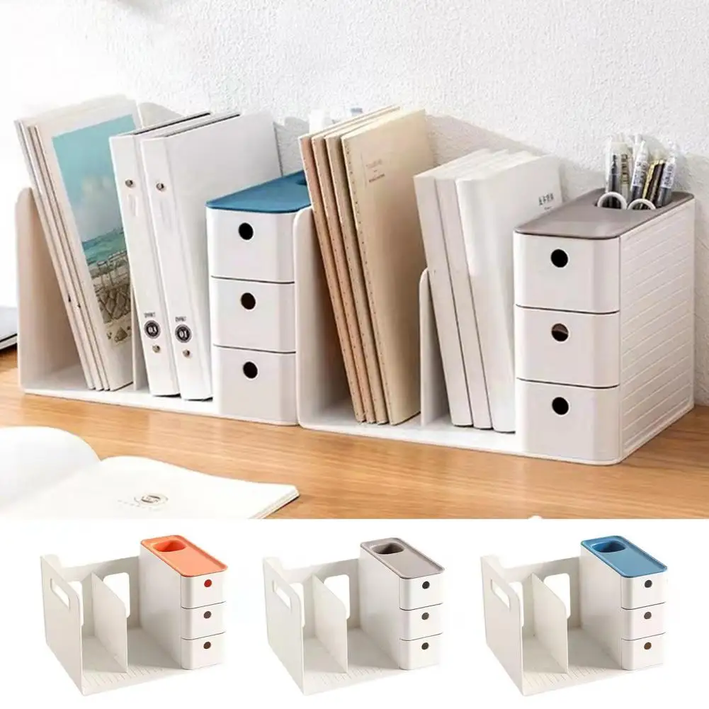 Desktop File Storage Organizer Pen Ruler Holder Container Small Bookshelf Design Student Book Stationery Storage Box