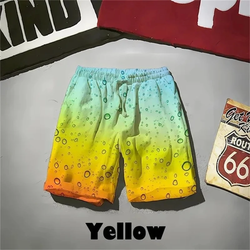 Summer New Water Drop 3d Printed Shorts Funny Fashion Gradient Colorful Beach Short Pants Swimming Shorts Men Hombre Ropa Cheap