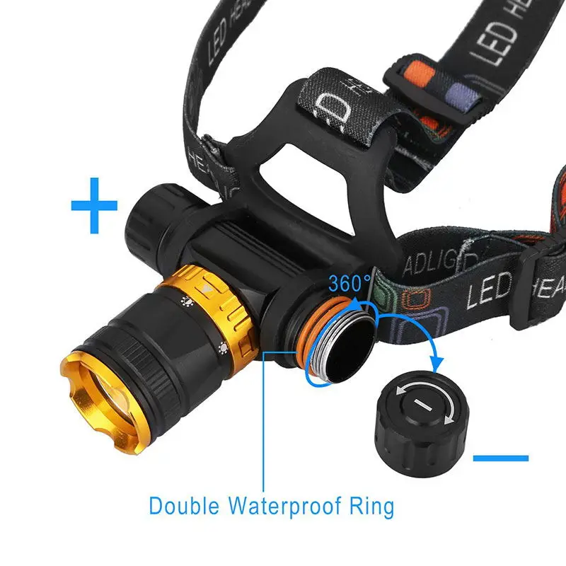 TMWT Diving High Power Headlamp LED Headlight High Quality IP68 Waterproof 2000 Lumen Rechargeable Head Light