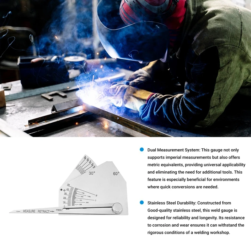 Skew-T Fillet Weld Gauge Gage Checking Angle Of Vertical Member Weld Acute-Side Obtuse Side Welding Inspection