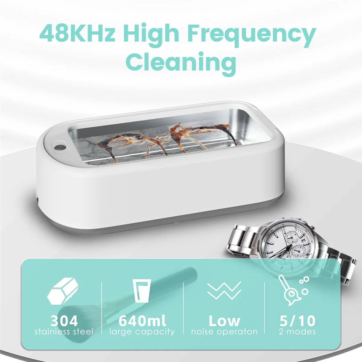 Ultrasonic Cleaner for Jewelry, 40W 48KHz Portable Ultrasonic Cleaner Machine for Cleaning,Eyeglass, Watche, US Plug