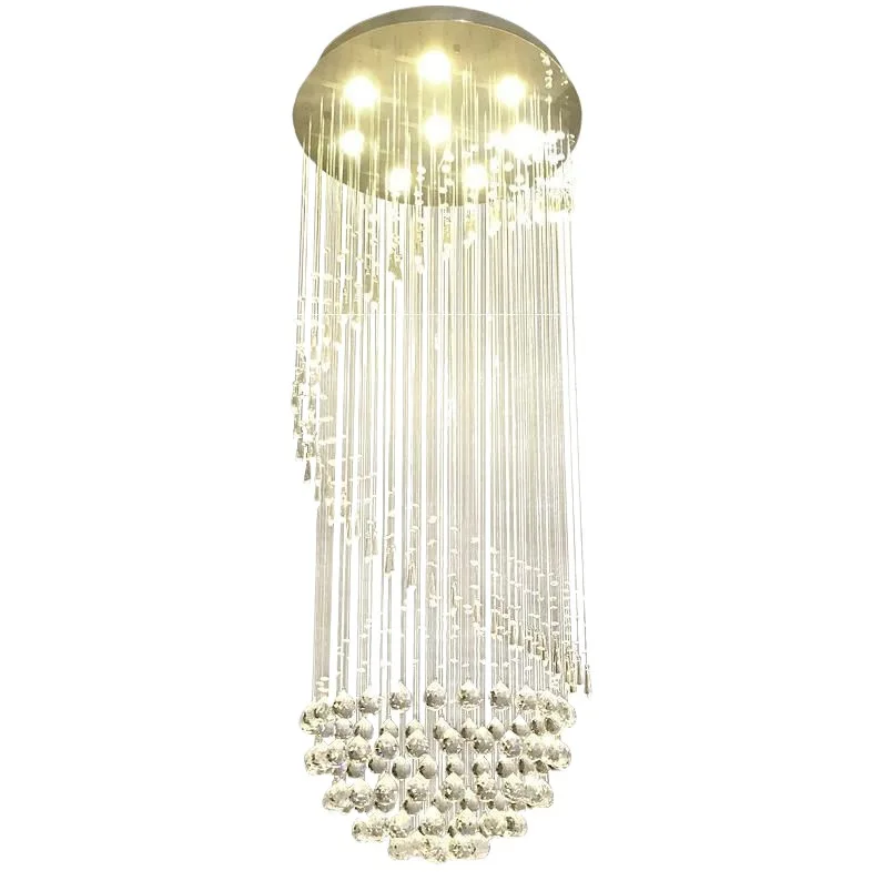 

Duplex stairs, long chandelier, crystal chandelier, living room