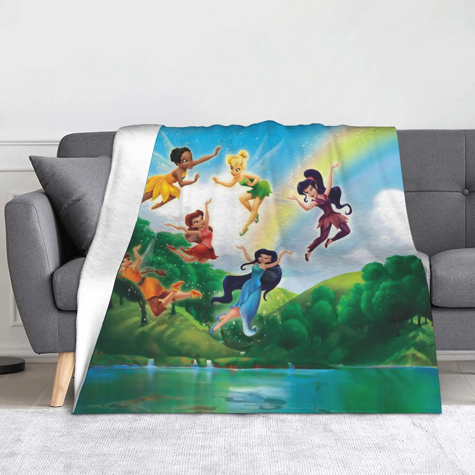 

Tinker Bell Cartoon Blanket Fleece Textile Decor Multifunction Super Warm Throw Blankets for Bedding Office Quilt