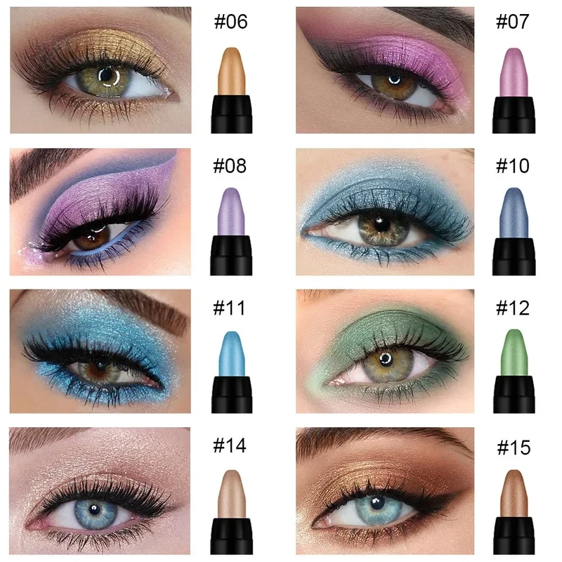 Smoky Dark Black Eyeshadow Pencil Stick Waterproof Pearlescent Matte Metallic Glitter Eye Shadow Highlighter Pen Make Up Tool - view 6
