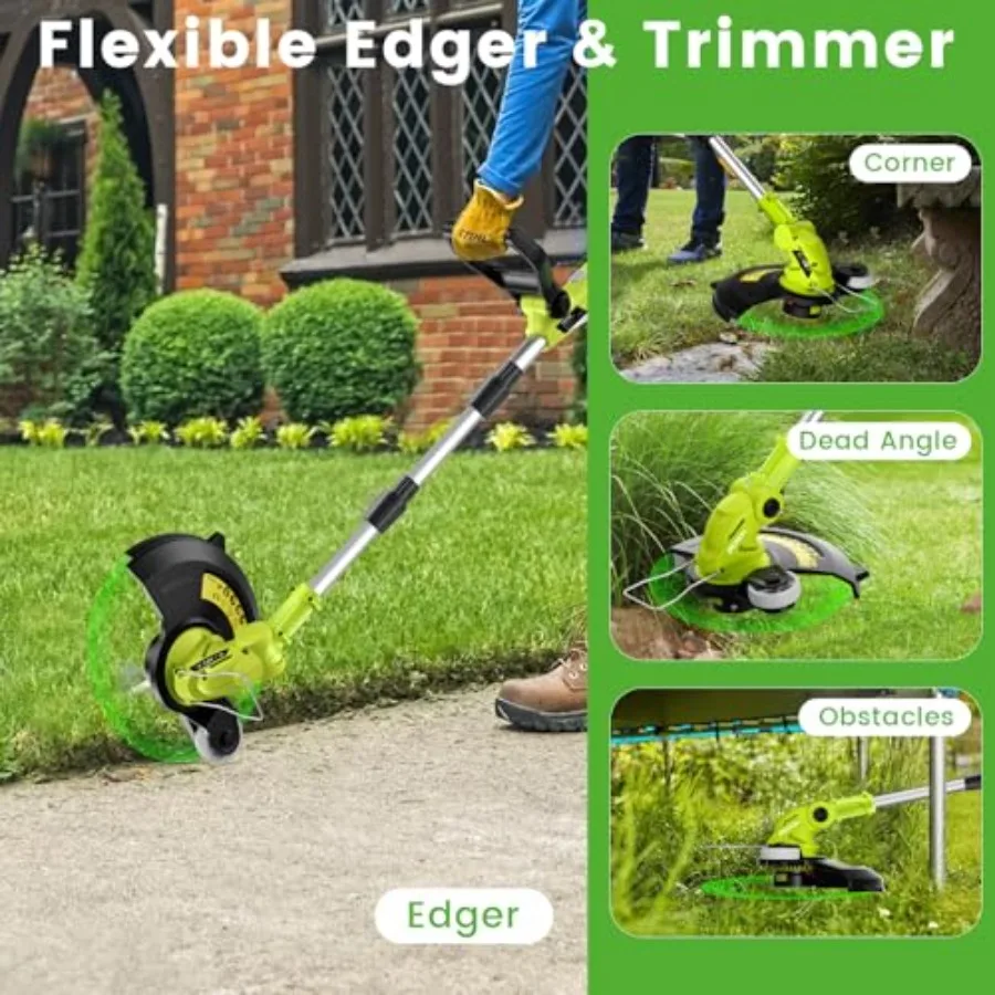 12 Cordless String Trimmer with 2 2.0Ah Battery and Charger, Electric Weed Wacker, Weed Eater Battery Powered, 20V Lawn Mower L