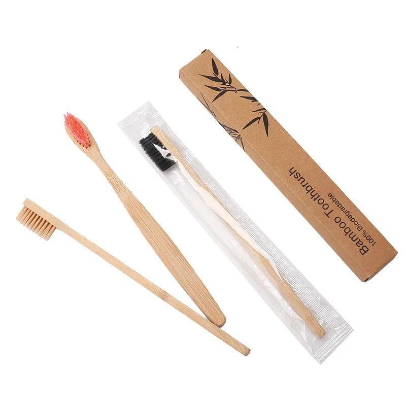 5 Pcs Colorful Natural Bamboo Toothbrush Set Soft Bristle Charcoal Teeth Whitening Bamboo Toothbrushes Soft Dental Oral Care