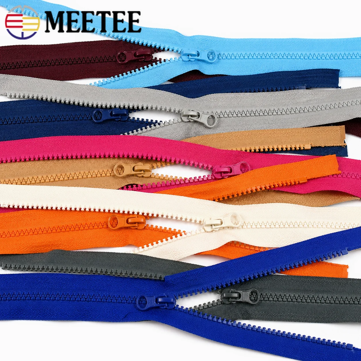 

5Pc Meetee 5# Resin Zippers Tent Clothes Zipper Repair Kit 40-120cm Open-End Zips Bag Replace Closure Zip DIY Sewing Accessories