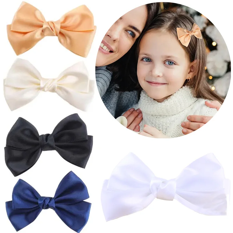 

ncmama 5Pcs/set Solid Color Ribbon Bowknote Hairpin for Women Girls Cute Handmade Bows Barrettes Headwear Kids Hair Accessories